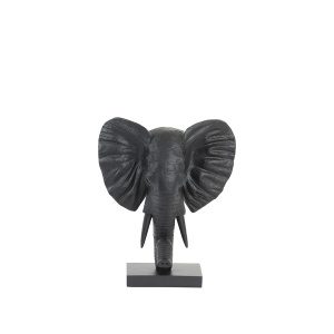 Ornament op voet 30x15x35,5 cm ELEPHANT mat zwart