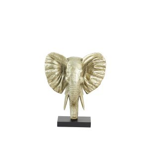 Ornament op voet 30x15x35,5 cm ELEPHANT licht goud