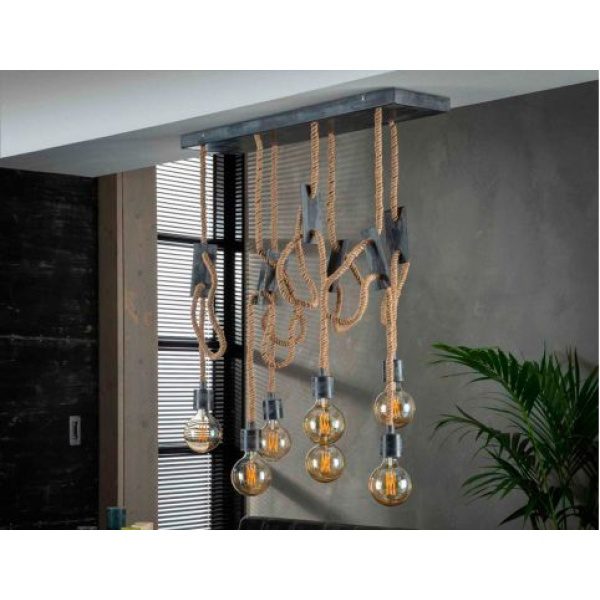 Showroommodel Hanglamp 7L touw 3+4 / Grijs, zelf afhalen