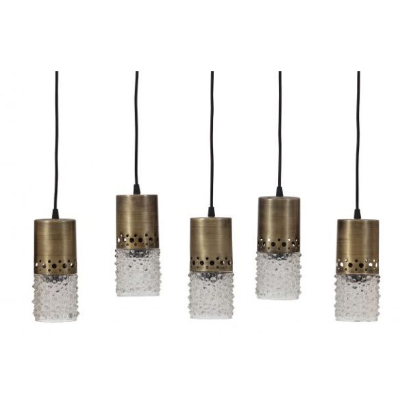 Showroommodel Sprinkle Hanglamp 5 Lampen Glas Antique Brass, zelf afhalen