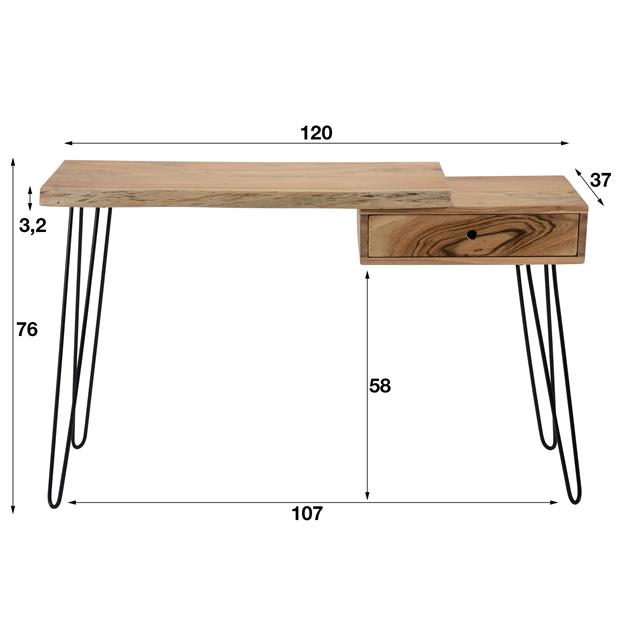 Kaptafel edge 2+3 dik / Massief acacia naturel