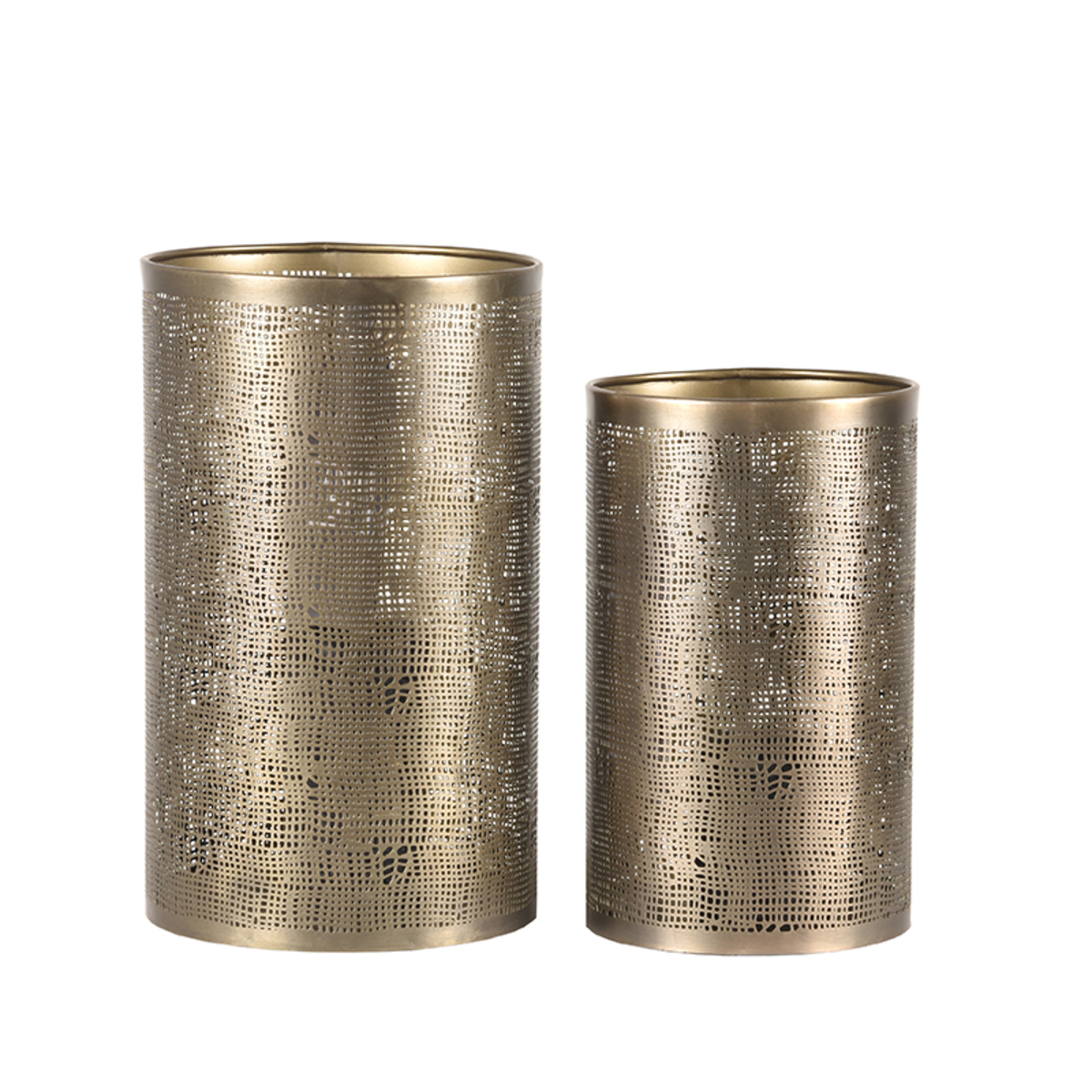 Set Kaarsenhouders L 18x18x30 cm - Antiek goud - Metaal