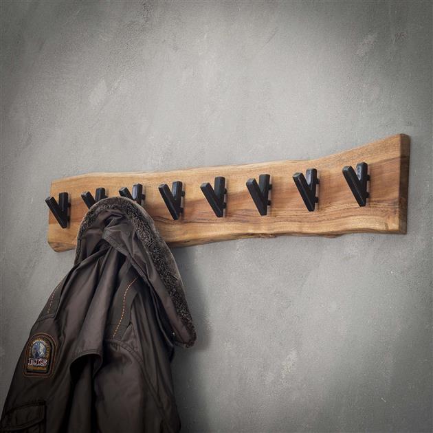Kapstok edge 8 haken / Massief acacia naturel