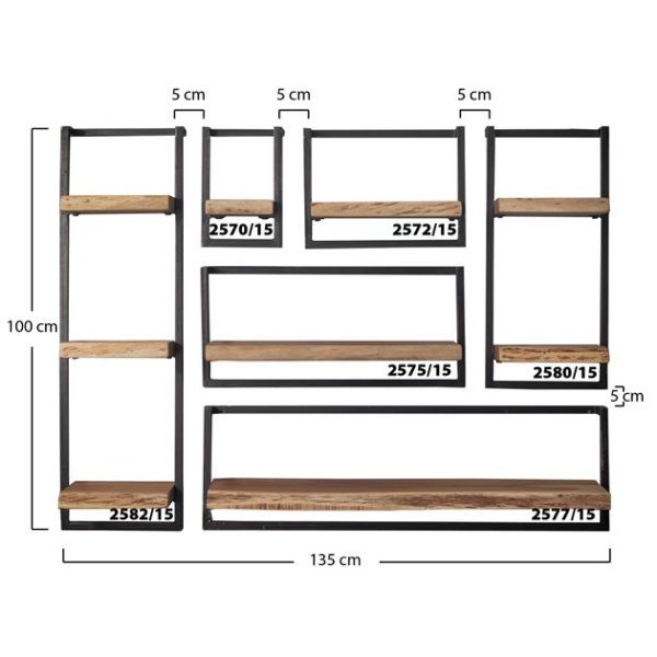 Wandplank edge 100cm / Massief acacia naturel