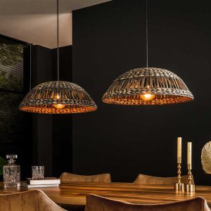 Hanglamp 2x dome waterhyacint / Zwart nikkel