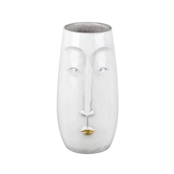 Vase Lippy H300X150MM Cer White/Gold
