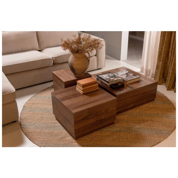 Set V 3 - Pim Bijzettafels Hout Walnoot