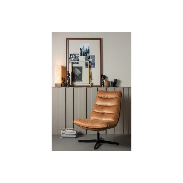 Nika Draaifauteuil Leerlook Cognac