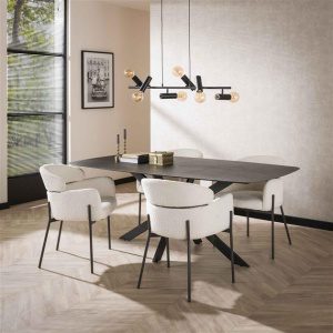 Armstoel boucle ronde rug VPE2 / Boucle wit
