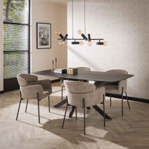 Armstoel boucle ronde rug VPE2 / Boucle zandkleur