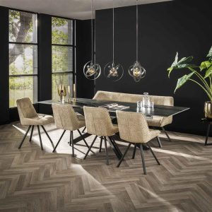 Uitschuiftafel 180/260 ceramic / Ceramic natural black