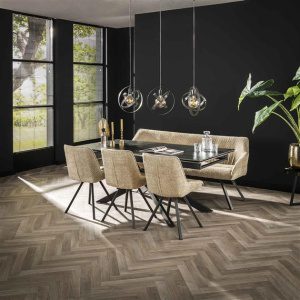 Uitschuiftafel 180/260 ceramic / Ceramic natural black