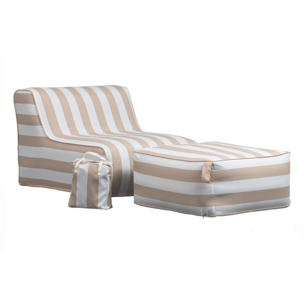 Sit On Air Opblaasbare Fauteuil Gestreept Zand/wit