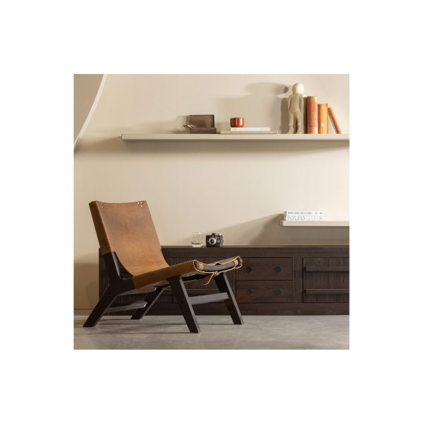 Consume Fauteuil Hout/echt Leer Zwart/bruin