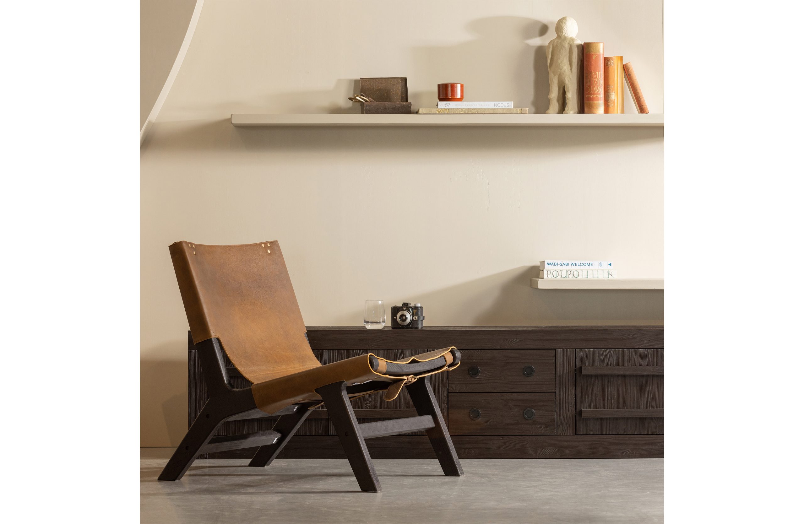 Consume Fauteuil Hout/echt Leer Zwart/bruin