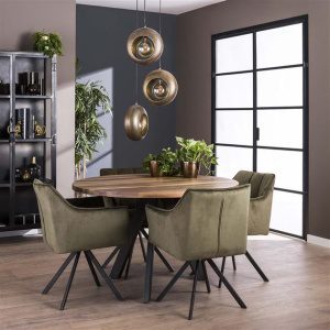 Eetkamertafel 120 zwart RVS Daytona / Massief Saja natural