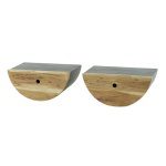 Nachtkastje 1L set/2 half moon / Massief acacia naturel