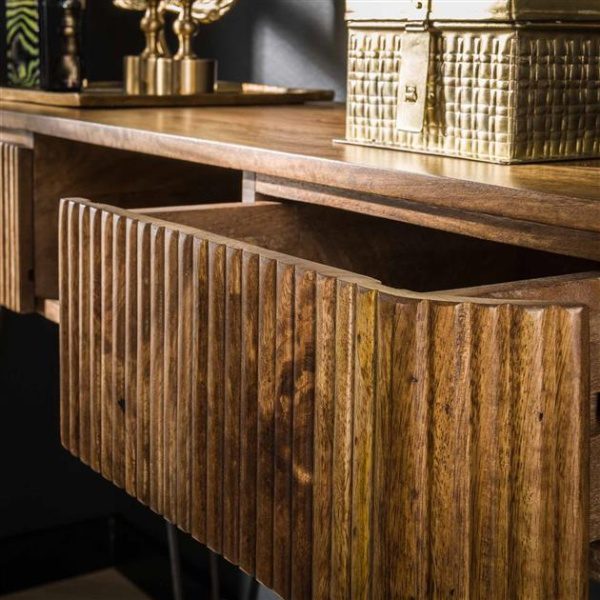 Kaptafel 2L wave / Massief mango zandkleur