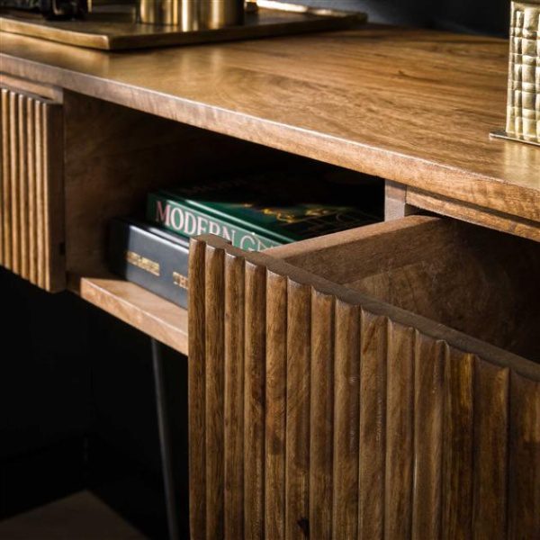 Kaptafel 2L wave / Massief mango zandkleur