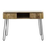 Kaptafel 2L wave / Massief mango zandkleur