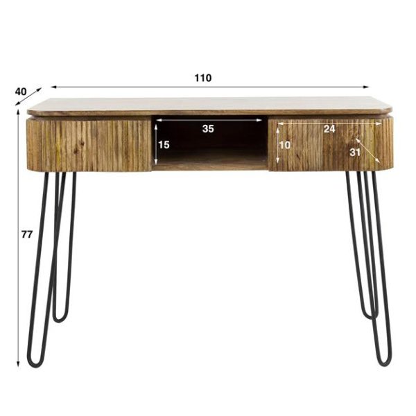 Kaptafel 2L wave / Massief mango zandkleur