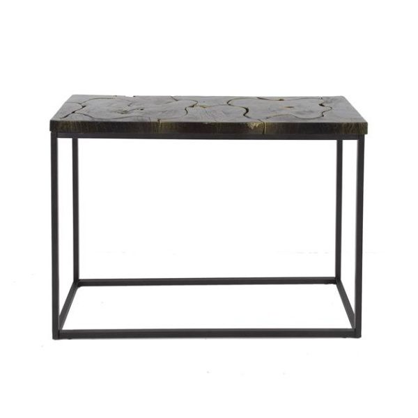 Haltafel (KD) black and gold / Massief gerecycled teakhout black gold