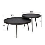 Salontafel set/2 rond metallic / Grijs