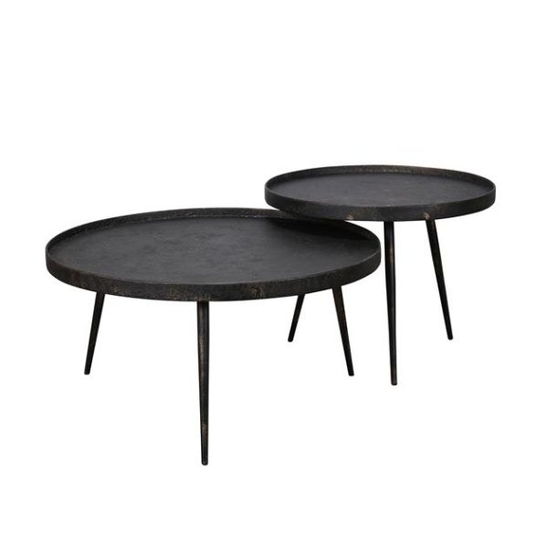 Salontafel set/2 rond metallic / Grijs