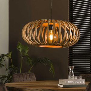 Hanglamp 1L 65 stripes / Massief mango naturel