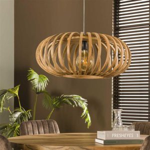 Hanglamp 1L 65 stripes / Massief mango naturel