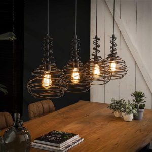 Hanglamp 4x 25 kegel spinn / Zwart