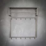 Kapstok industrial 2x6 haken roede -hoedenplank/Zilver