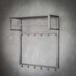 Kapstok industrial 2x6 haken roede -hoedenplank/Zilver