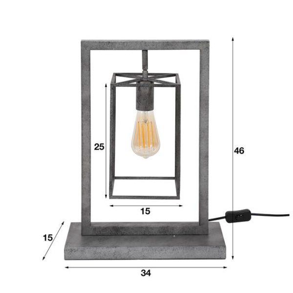 Tafellamp 1L cubic tower / Oud zilver