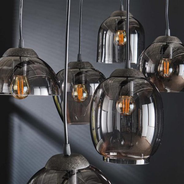 Hanglamp 4+3L mix / Chromed glas
