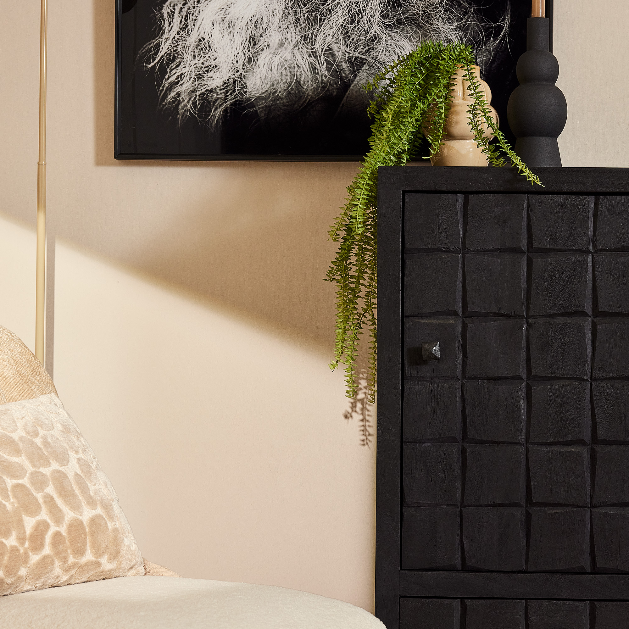 Kabinet Kast Brandy Black 1 deur 1 lade