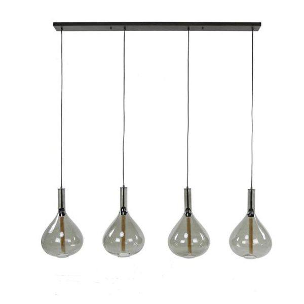 Hanglamp 4L drop smoke glass / Artic zwart