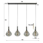 Hanglamp 4L drop smoke glass / Artic zwart