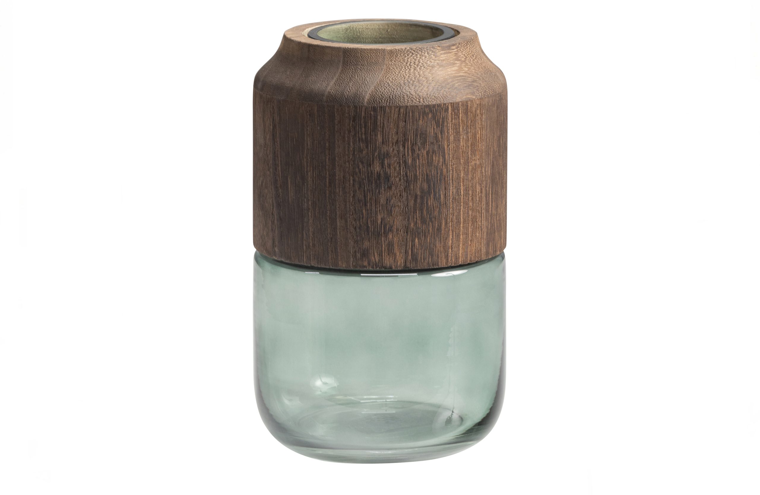 Celeste Vaas Glas/hout Blauw/groen 28x16cm