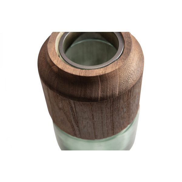 Celeste Vaas Glas/hout Blauw/groen 28x16cm