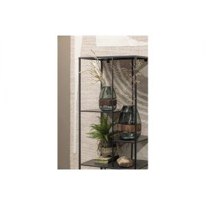 Dave Vaas Glas/hout Blauw/groen 19x15cm