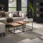 Salontafel set/2 square / Massief acacia naturel