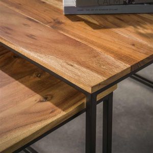 Salontafel set/2 square / Massief acacia naturel