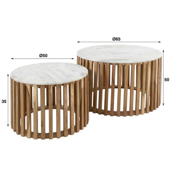 Salontafel set/2  sunset / Wit marmer