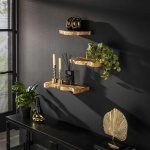 Wandschap natural line set/3 / Massief gerecycled teakhout