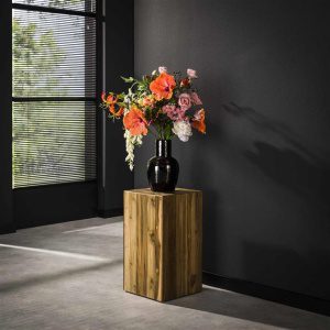 Bloemenzuil bole 65 cm / Massief gerecycled teakhout