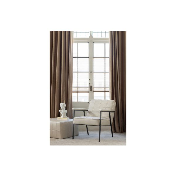 Patchwork Poef Leerlook Naturel