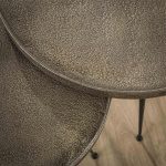 Salontafel set/2 rond print / Zilverkleurig gezandstraald