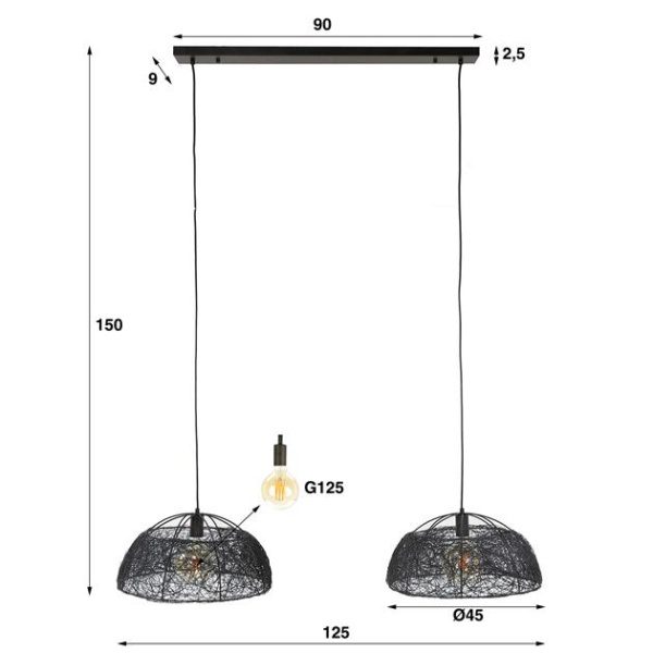 Hanglamp 2L 45 maze / Artic zwart