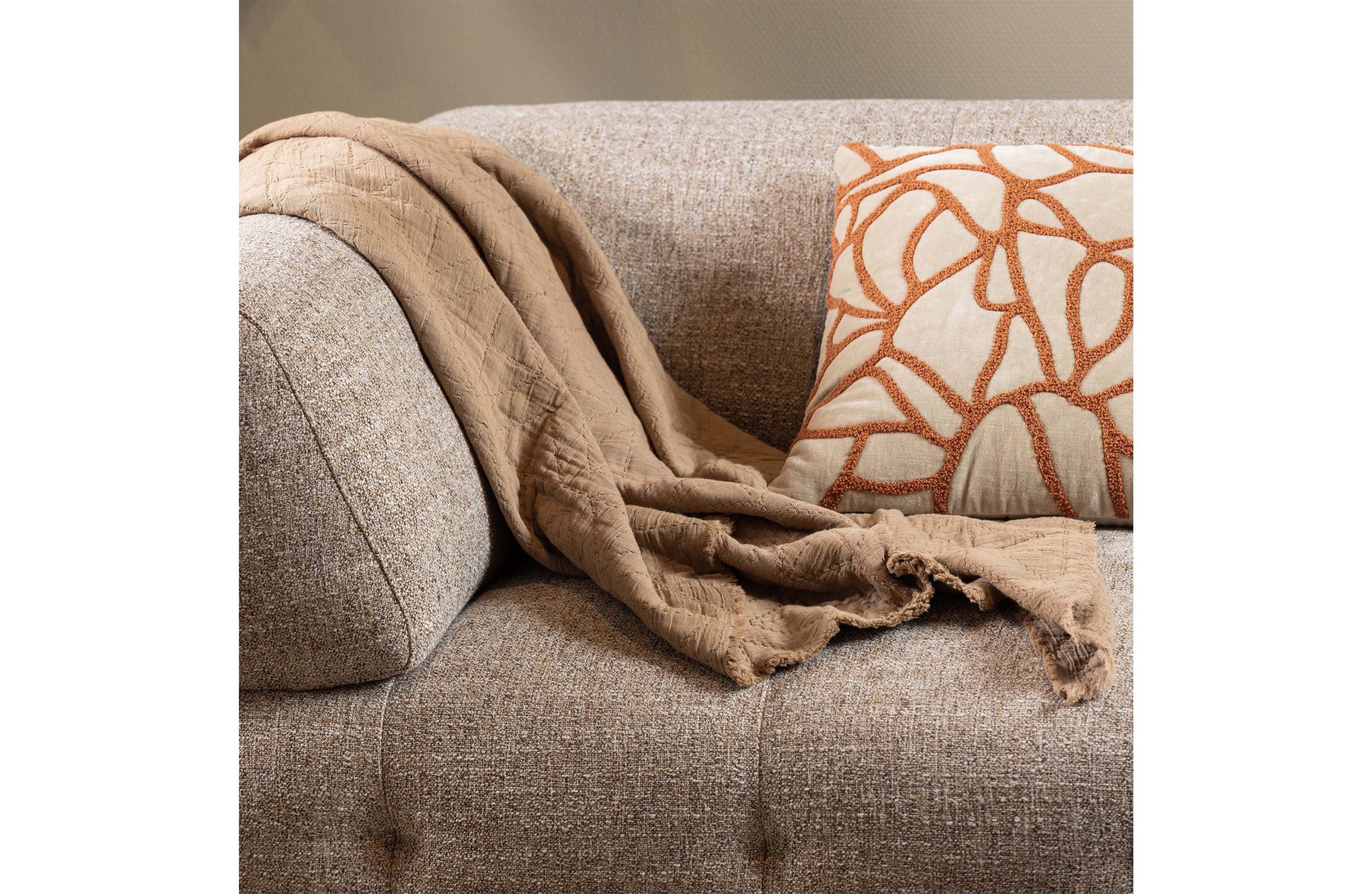 Jaydi Plaid 3-laags Katoen Met Ruit Leem 130x170cm